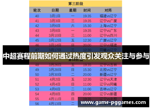 中超赛程前期如何通过热度引发观众关注与参与